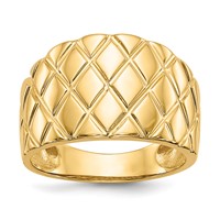 14K Yellow Gold Quilted Pattern Dome Ring view 1