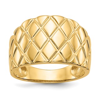 14K Quilted Pattern Dome Ring