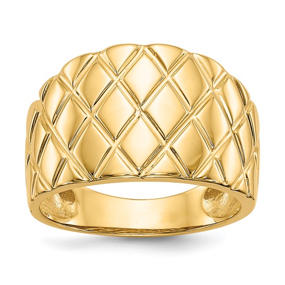 14K Quilted Pattern Dome Ring