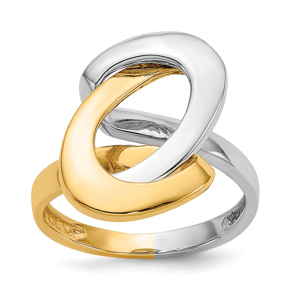 14K Two-tone Fashion Swirl O Ring