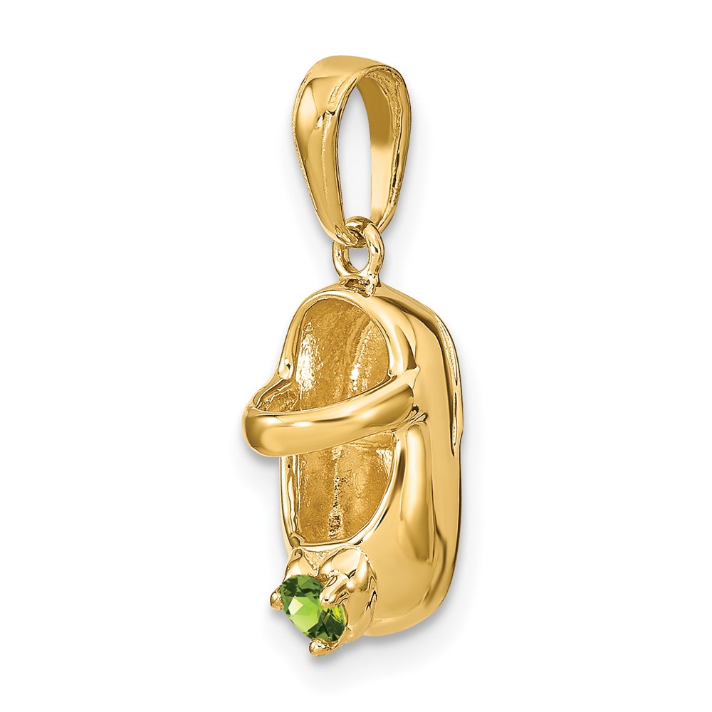 14k 3-D August/Synthetic Stone Engraveable Baby Shoe Charm (K4652AUG)