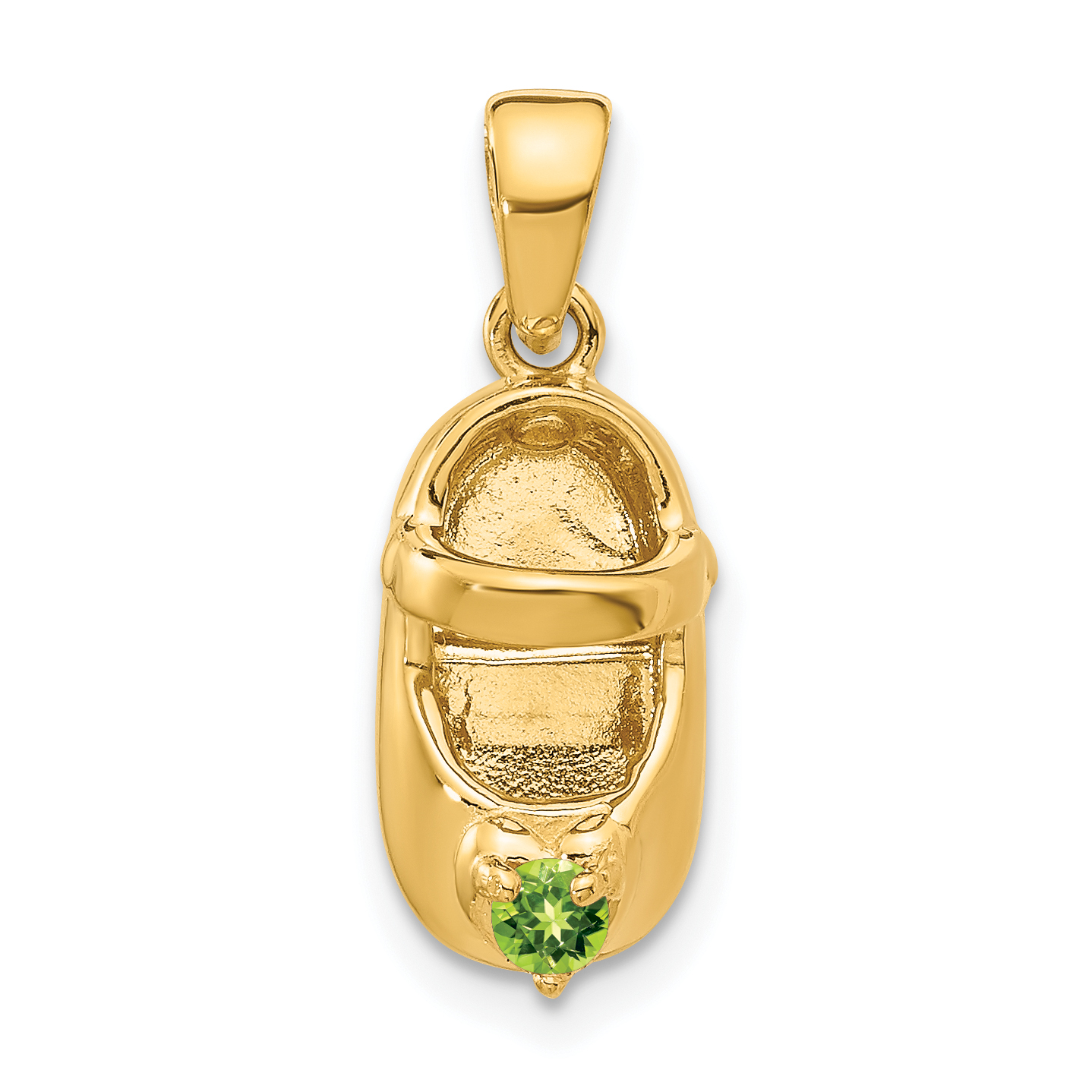 14k 3-D August/Synthetic Stone Engraveable Baby Shoe Charm (K4652AUG)