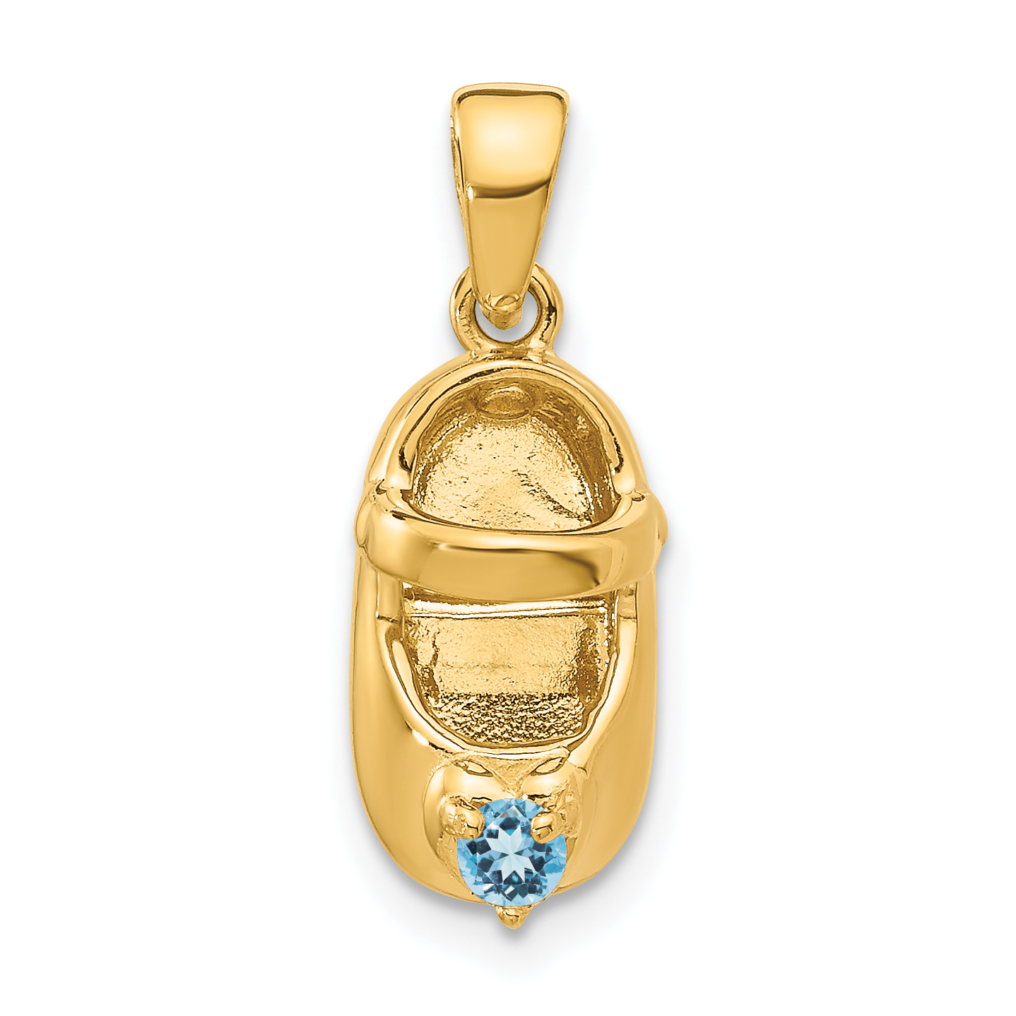 14k 3-D December/Synthetic Stone Engraveable Baby Shoe Charm (K4652DEC)