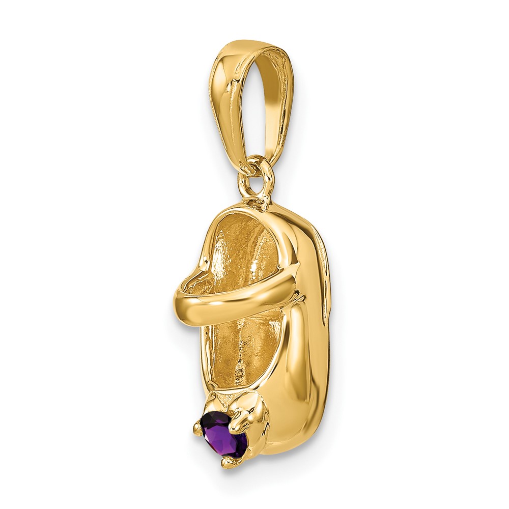 14k 3-D February/Synthetic Stone Engraveable Baby Shoe Charm (K4652FEB)