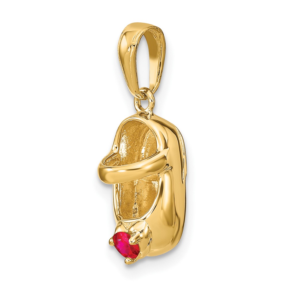 14k 3-D July/Synthetic Stone Engraveable Baby Shoe Charm (K4652JUL)