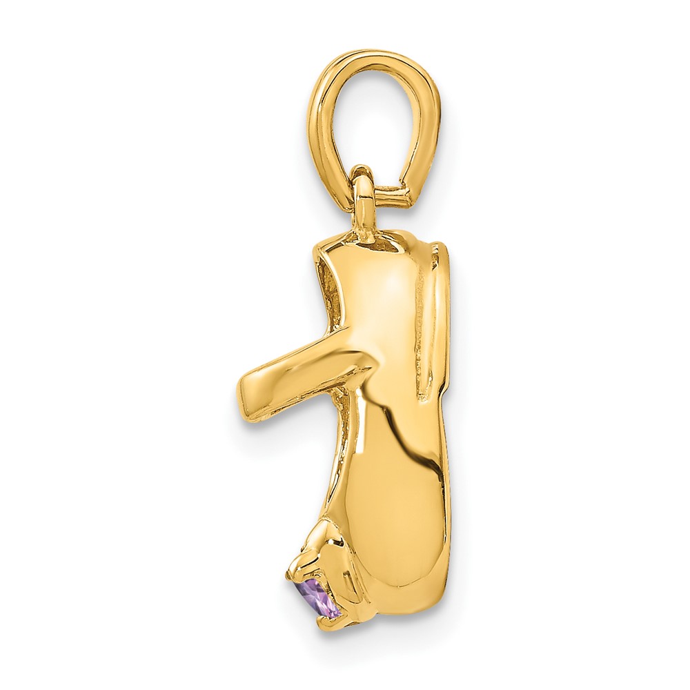 14k 3-D June Synthetic Stone Engraveable Baby Shoe Charm (K4652JUN)