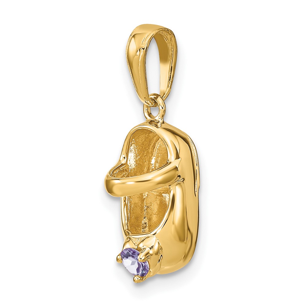 14k 3-D June Synthetic Stone Engraveable Baby Shoe Charm (K4652JUN)