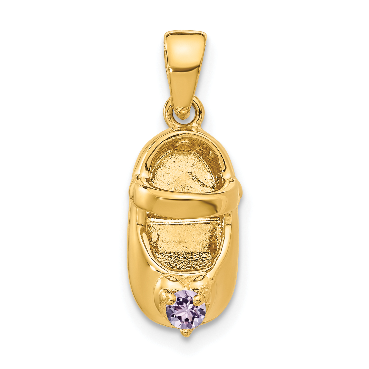 14k 3-D June Synthetic Stone Engraveable Baby Shoe Charm (K4652JUN)