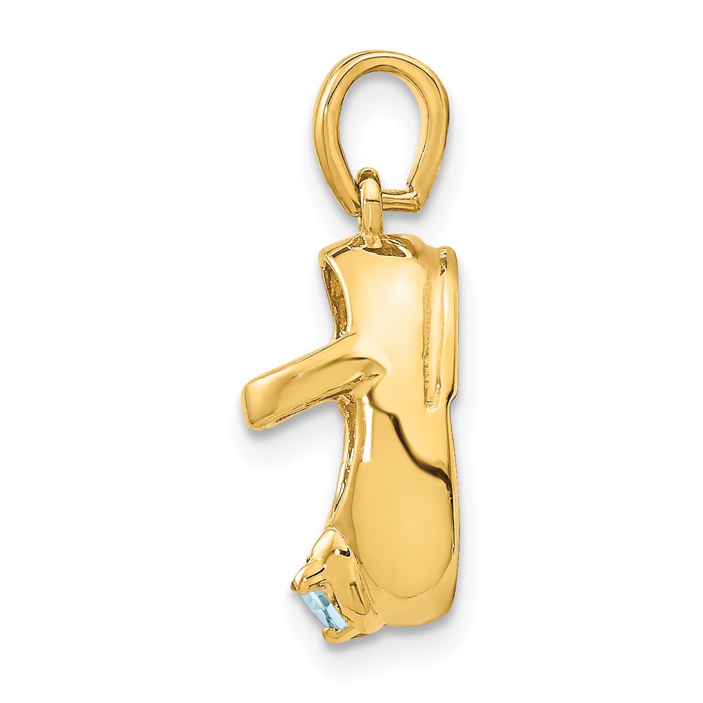 14k 3-D March/Synthetic Stone Engraveable Baby Shoe Charm (K4652MAR)