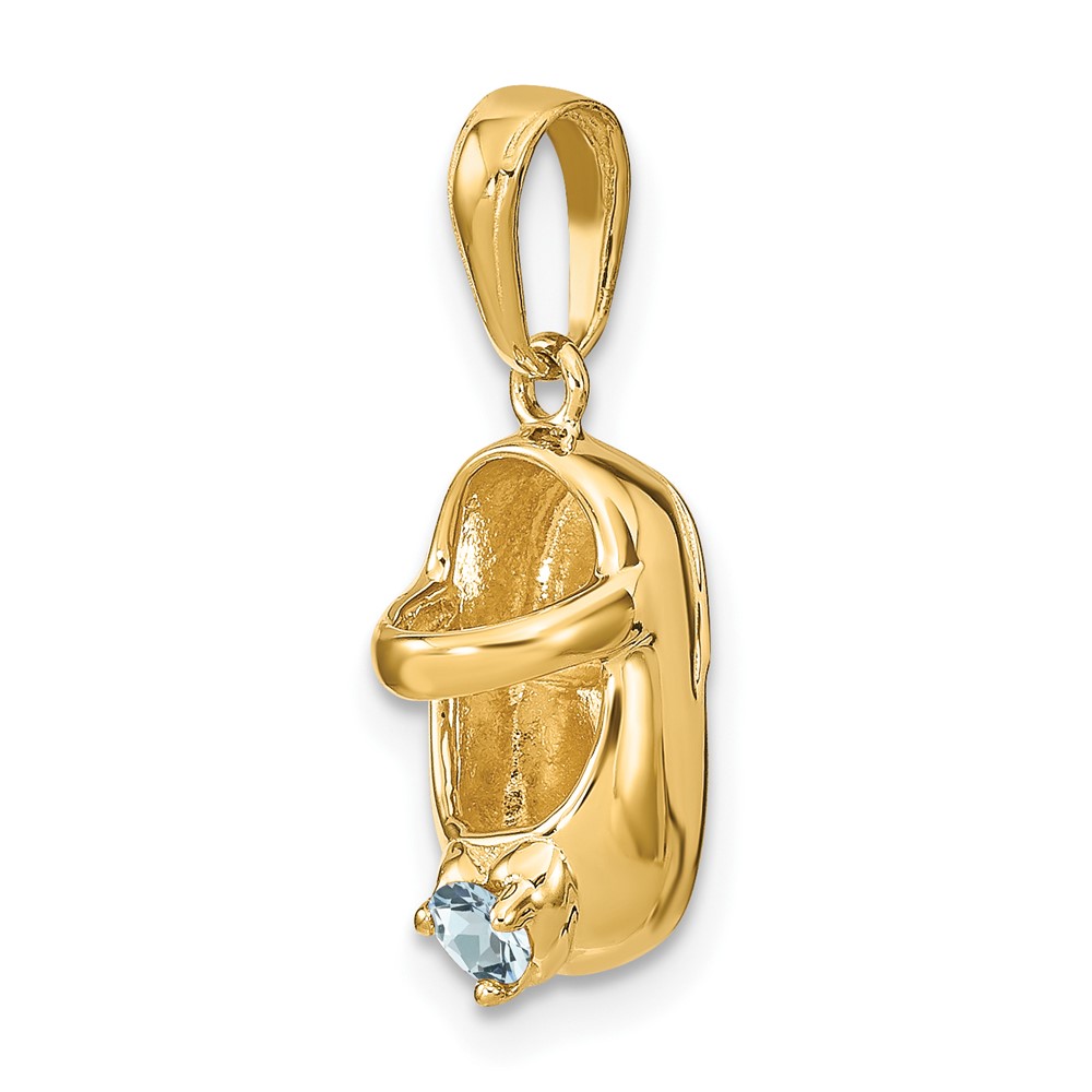 14k 3-D March/Synthetic Stone Engraveable Baby Shoe Charm (K4652MAR)