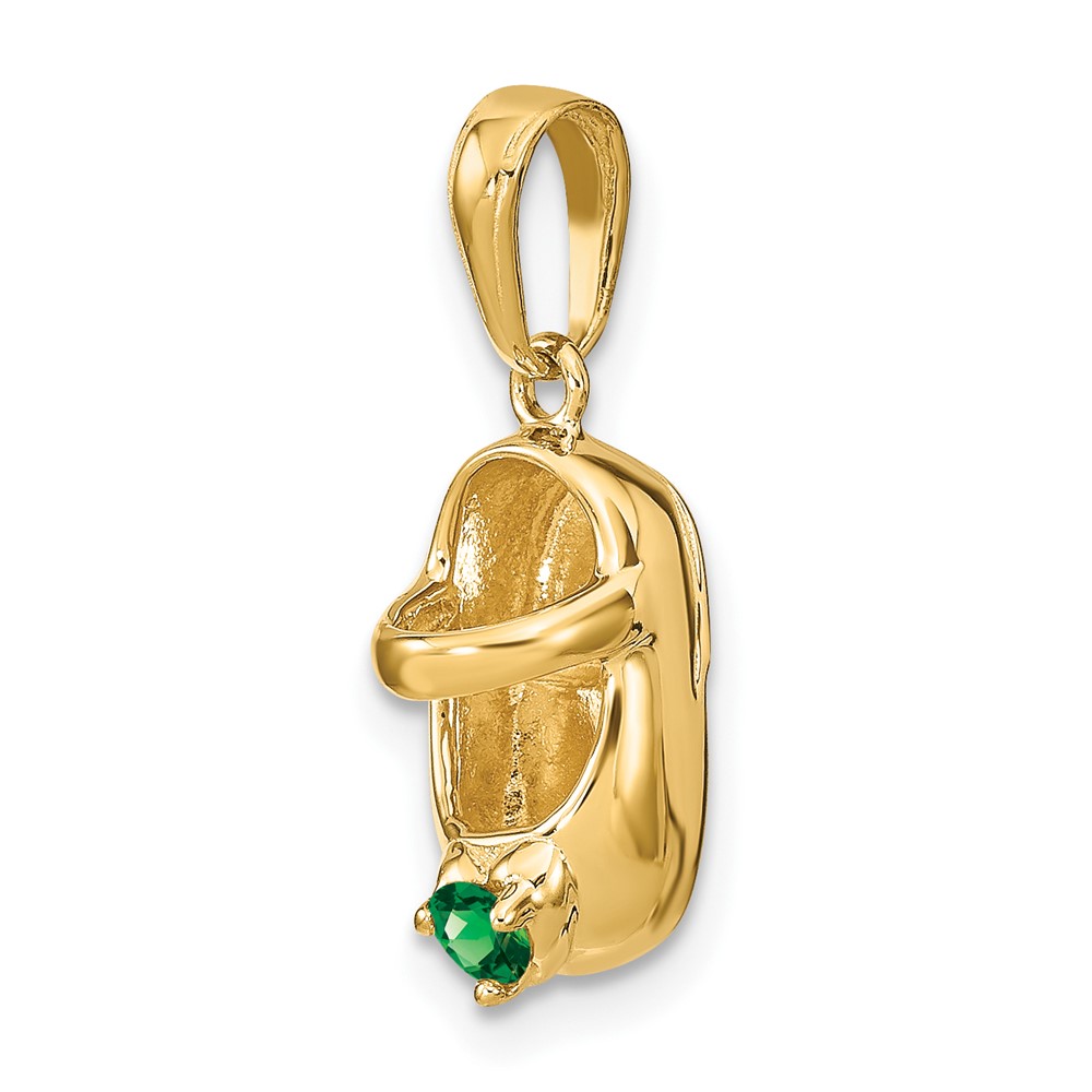 14k 3-D May/Synthetic Stone Engraveable Baby Shoe Charm (K4652MAY)