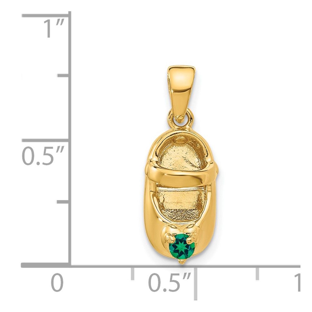 14k 3-D May/Synthetic Stone Engraveable Baby Shoe Charm (K4652MAY)