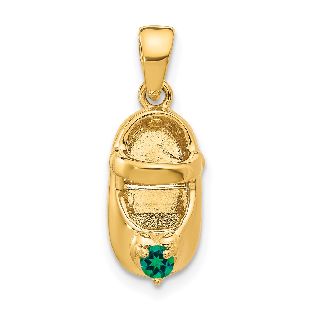 14k 3-D May/Synthetic Stone Engraveable Baby Shoe Charm (K4652MAY)