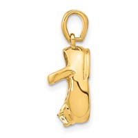 14K 3-D November Yellow Synthetic Stone Engravable Baby Shoe Charm view 2