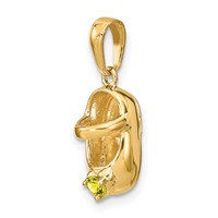 14K 3-D November Yellow Synthetic Stone Engravable Baby Shoe Charm view 5