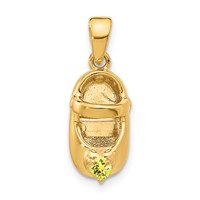 14K 3-D November Yellow Synthetic Stone Engravable Baby Shoe Charm view 1