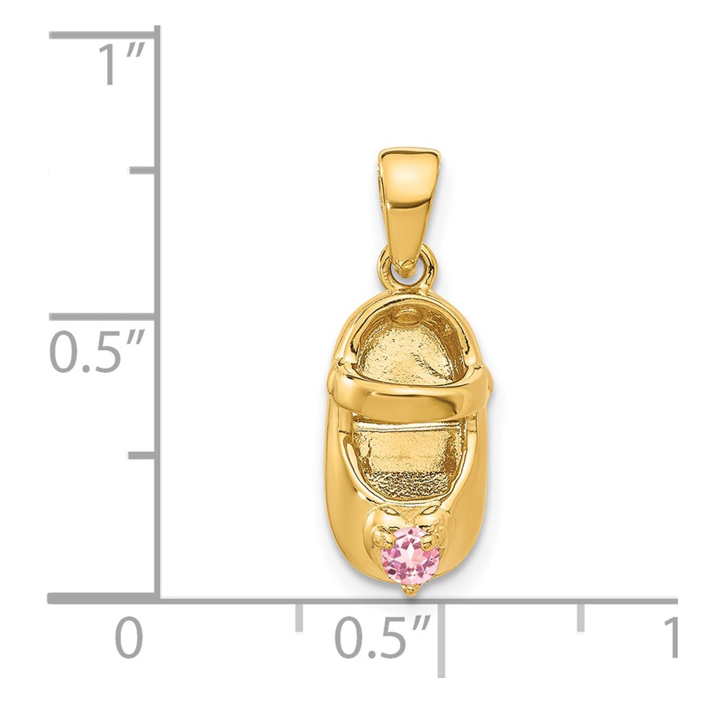 14k 3-D October/Synthetic Stone Engraveable Shoe Charm (K4652OCT)