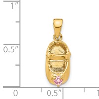 14K 3-D October Pink Synthetic Stone Engravable Shoe Charm view 4