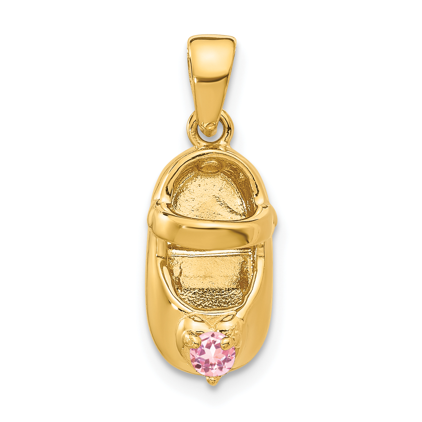 14k 3-D October/Synthetic Stone Engraveable Shoe Charm (K4652OCT)