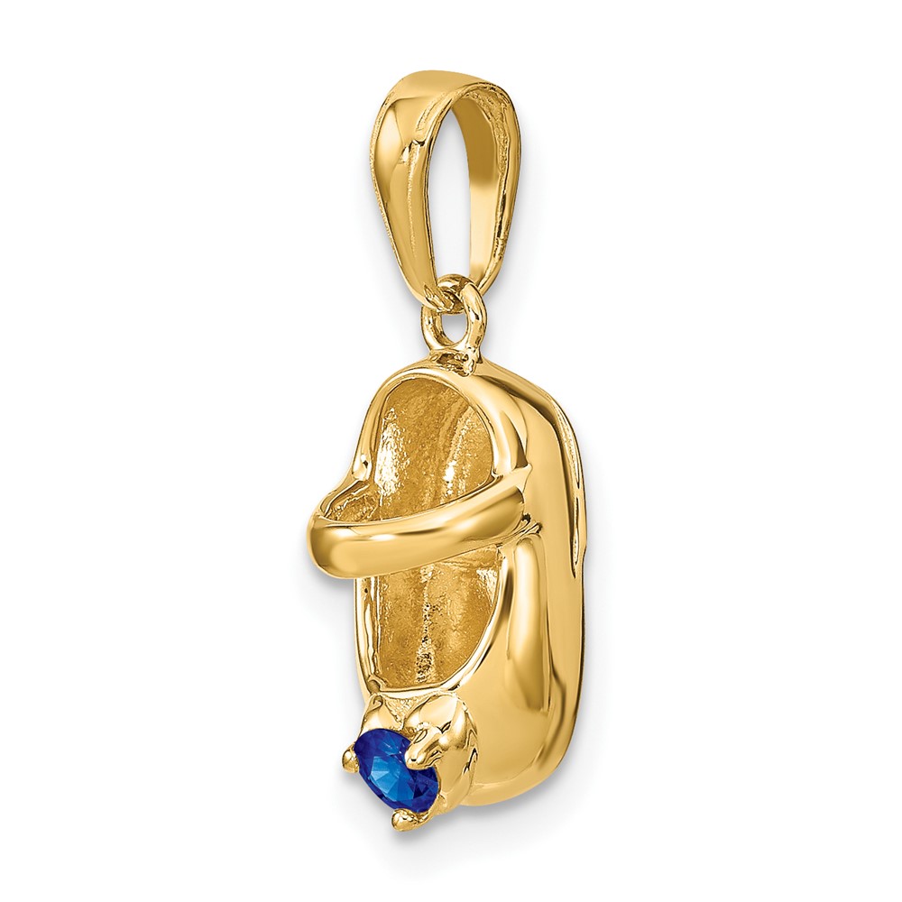 14k 3-D September/Synthetic Stone Engraveable Baby Shoe Charm (K4652SEP)