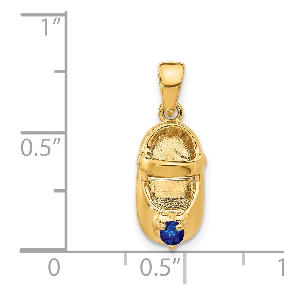 14k 3-D September/Synthetic Stone Engraveable Baby Shoe Charm (K4652SEP)