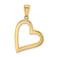 14K Yellow Gold Polished Crooked Heart Pendant view 4
