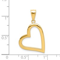 14K Yellow Gold Polished Crooked Heart Pendant view 3
