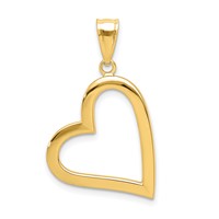 14K Yellow Gold Polished Crooked Heart Pendant view 1