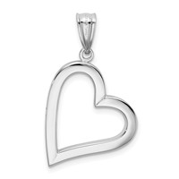 14K White Gold Polished Hollow Heart Pendant view 3