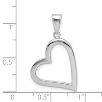 14K White Gold Polished Hollow Heart Pendant view 4