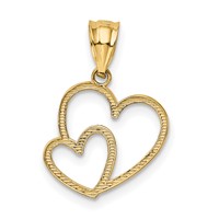 14K Yellow Gold Polished Double Heart Pendant view 3