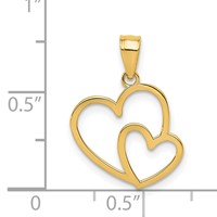 14K Yellow Gold Polished Double Heart Pendant view 4