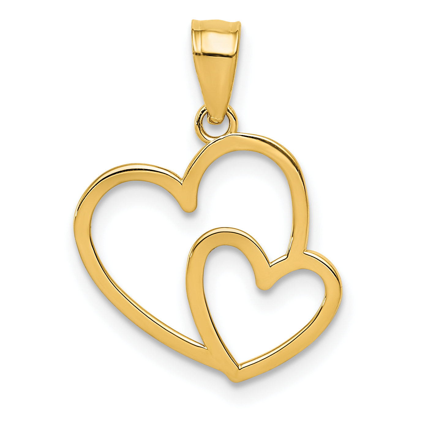 14K Polished Double Heart Pendant (K4671)