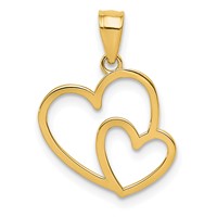 14K Yellow Gold Polished Double Heart Pendant view 1