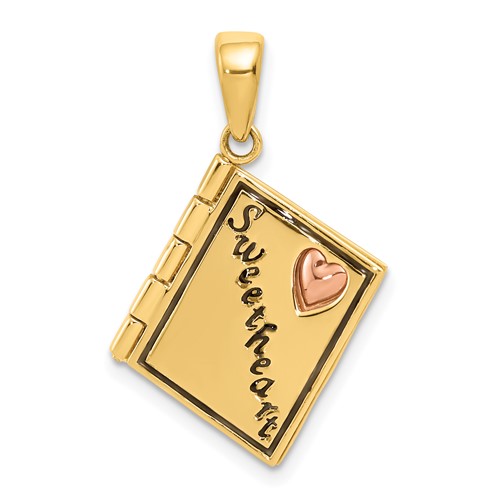 14K Two-tone 3-D Enameled Moveable Sweetheart Book Charm