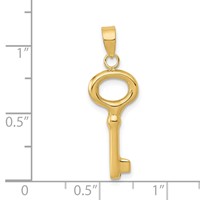 14K Yellow Gold Polished 3-D Key Charm view 3