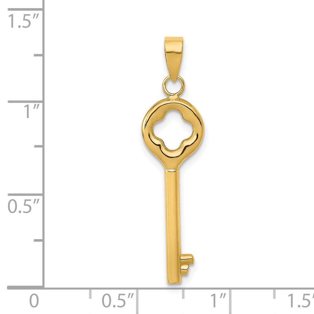 14K Polished 3-D Key Charm (K4701)