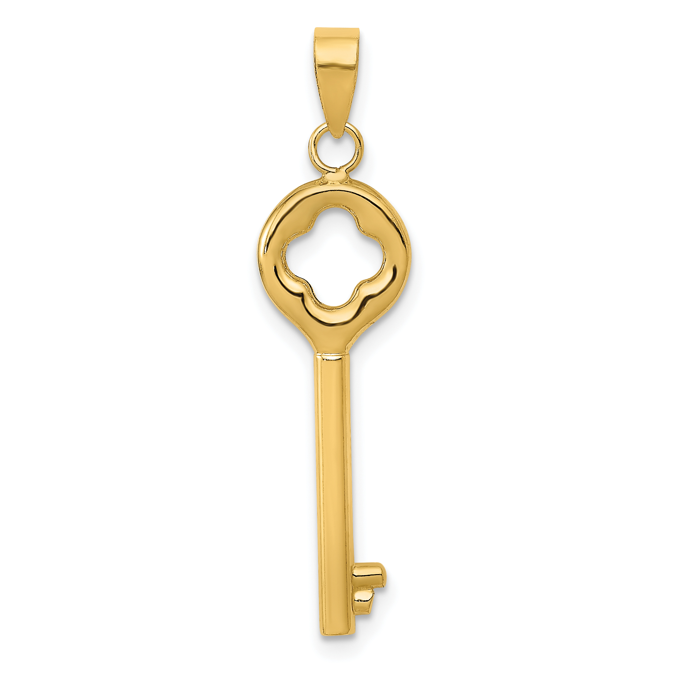 14K Polished 3-D Key Charm (K4701)
