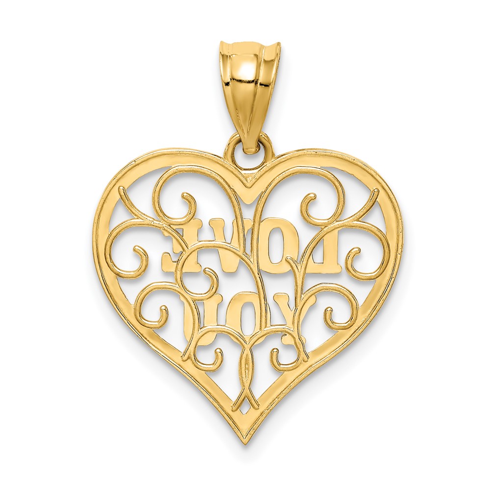 14k and White Rhodium Filigree Love You (K4709)