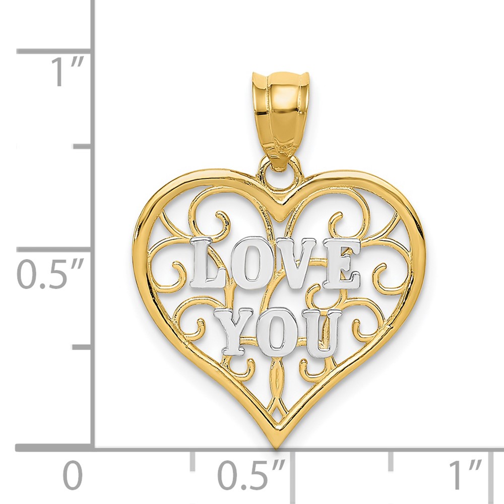 14k and White Rhodium Filigree Love You (K4709)