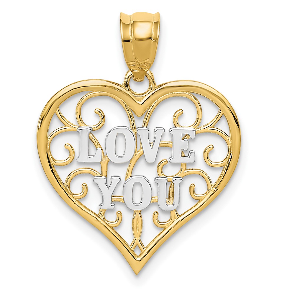 14k and White Rhodium Filigree Love You (K4709)