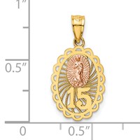 14K Two-tone 15 Our Lady of Guadalupe Pendant view 4