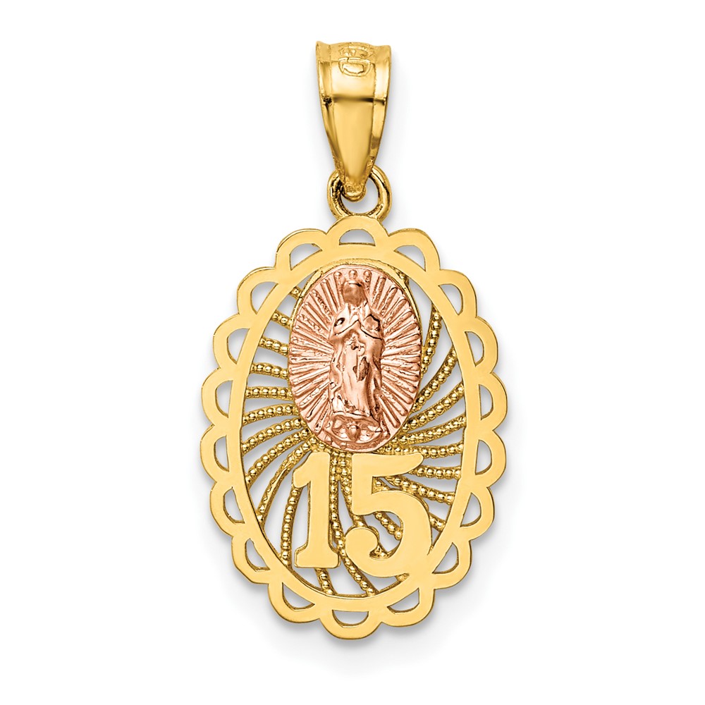 14K Two-tone 15 Our Lady of Guadalupe Pendant
