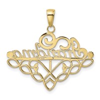 14K Yellow Gold Grandma Birthstone Charm Holder Pendant view 3
