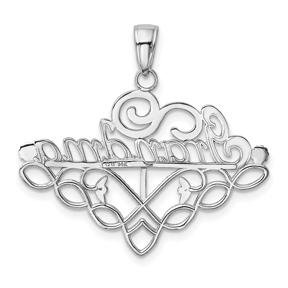 14k White Gold GRANDMA Birthstone Charm Holder Pendant (K4723W)