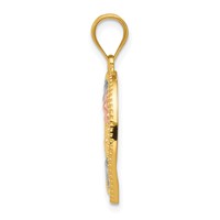 14K Tricolor Mom and Flowers Heart Pendant view 2