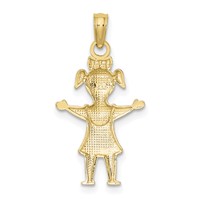14K Solid Polished Girl with Pig-Tails Charm view 4