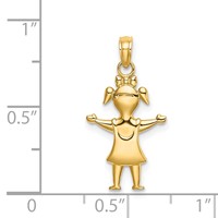 14K Solid Polished Girl with Pig-Tails Charm view 3