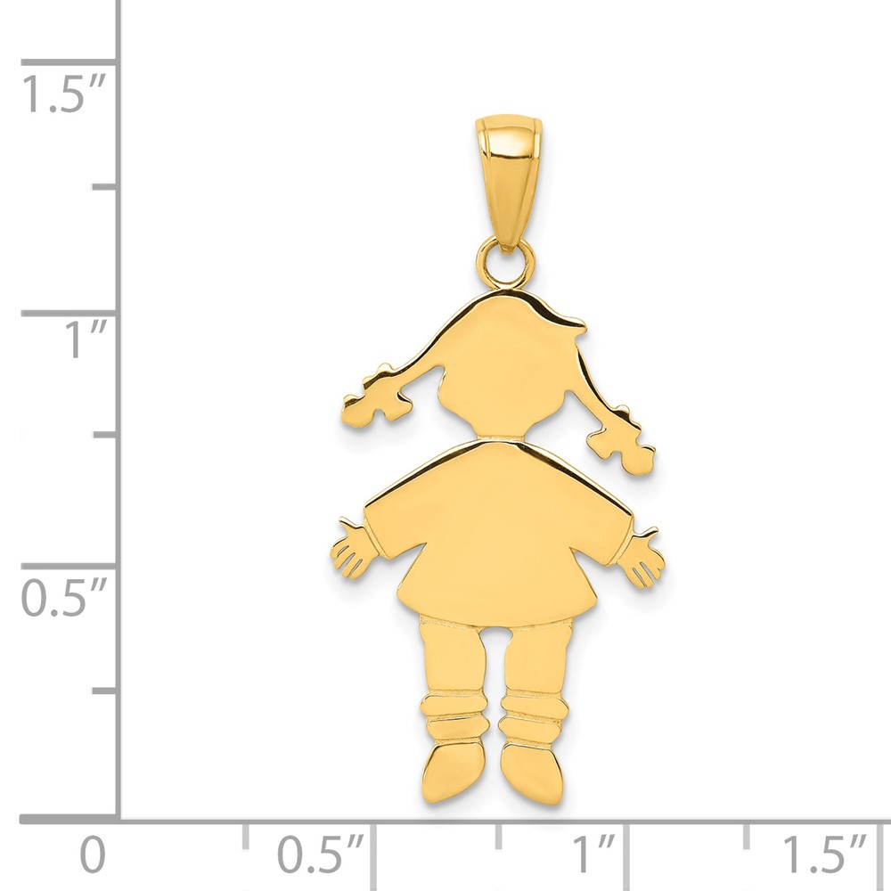 14k Flat Engravable Girl Charm (K4748)