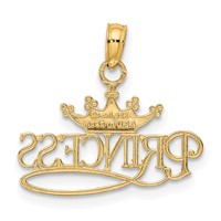 14K and White Rhodium Polished Princess Pendant with Crown view 3